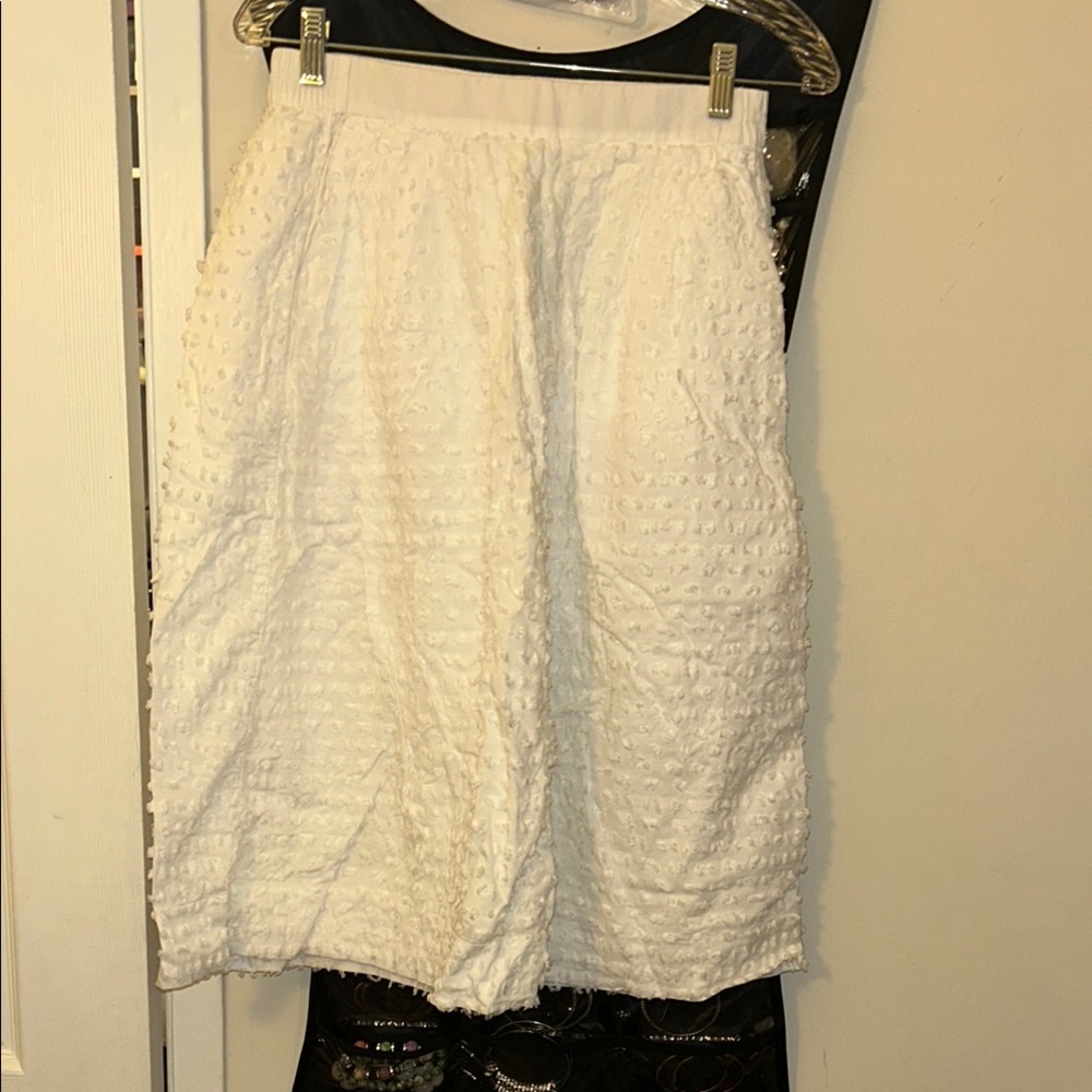 J. Crew White Bubble Knee-Length Skirt